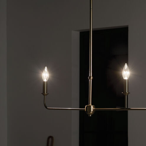Pallas 3 Light 4.5 inch Brushed Natural Brass Chandelier Linear Ceiling Light
